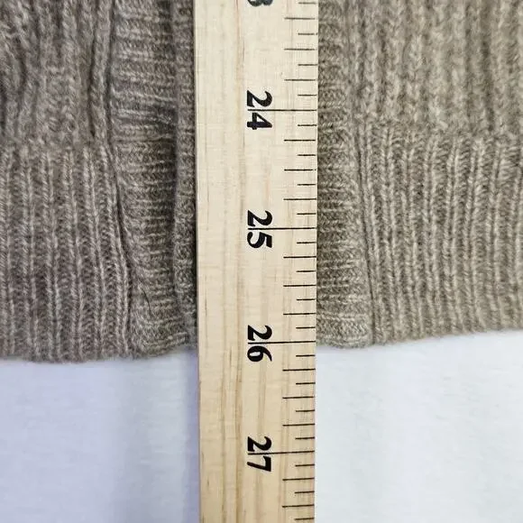 VTG Italian Wool Cardigan Sweater Mens XL ITL 54 Quiet Luxury Brown Leather Knit